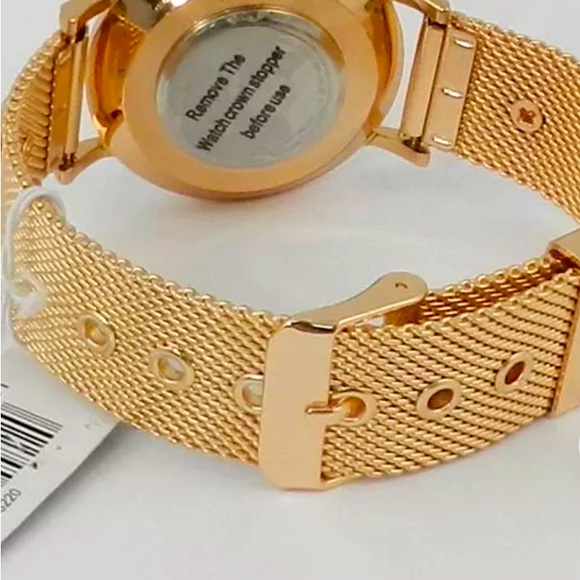 Adrienne Vittadini Diamond Dial White Marble Dial & Rose Gold Tone Watch - Picture 4 of 5